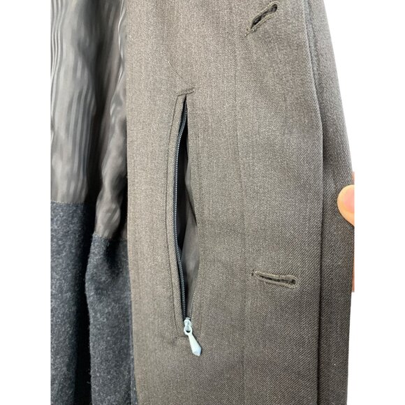 Rare Vintage Y2K Bill Blass Mens Trench Coat 48R Wool Single Breast Zip Away - Picture 15 of 16